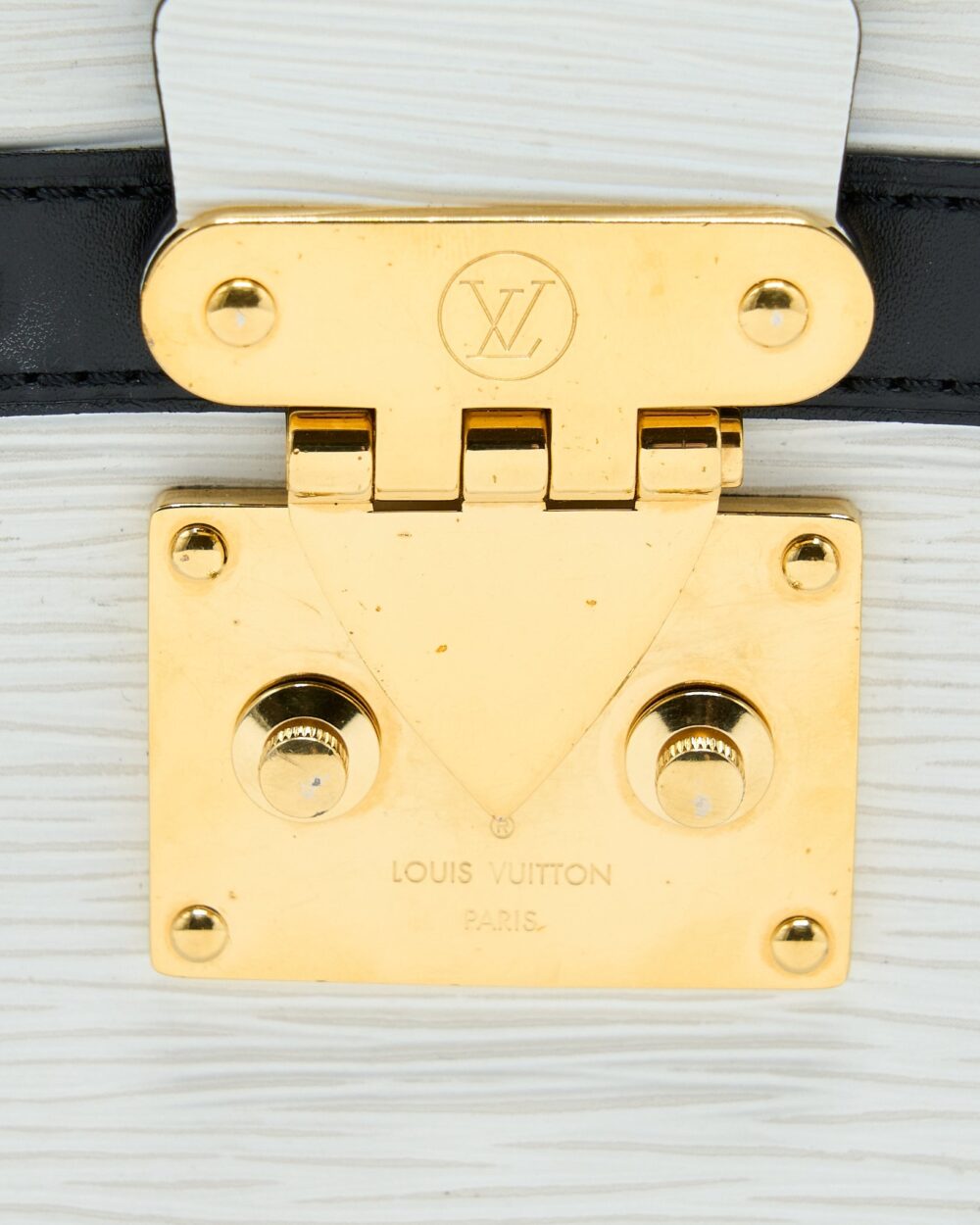 AAA Replica Louis Vuitton LV TRUNK CLUTCH EPI BLACK/WHITE GHW