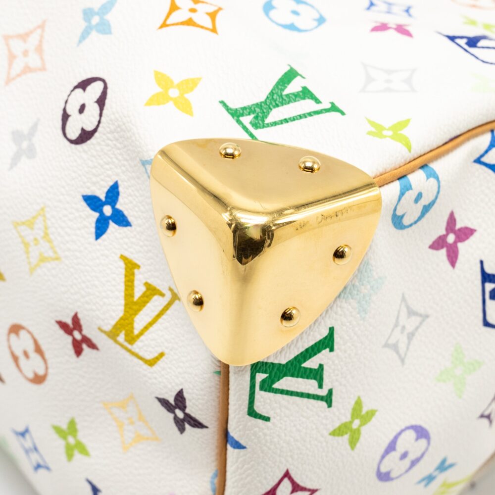 AAA Replica Louis Vuitton LV SPEEDY 30 MONOGRAM CANVAS WHITE MULTICOLOUR GHW