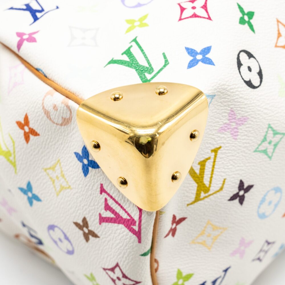 AAA Replica Louis Vuitton LV SPEEDY 30 MONOGRAM CANVAS WHITE MULTICOLOUR GHW