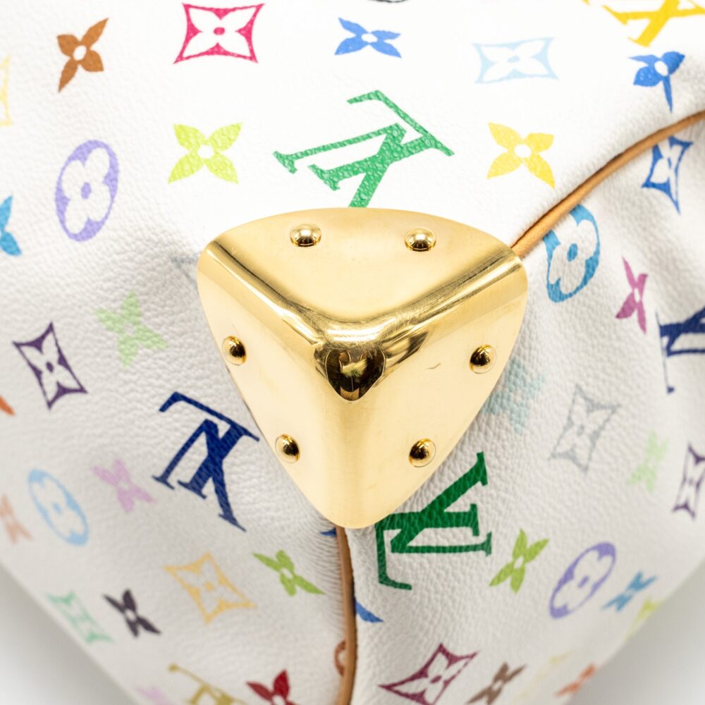 AAA Replica Louis Vuitton LV SPEEDY 30 MONOGRAM CANVAS WHITE MULTICOLOUR GHW