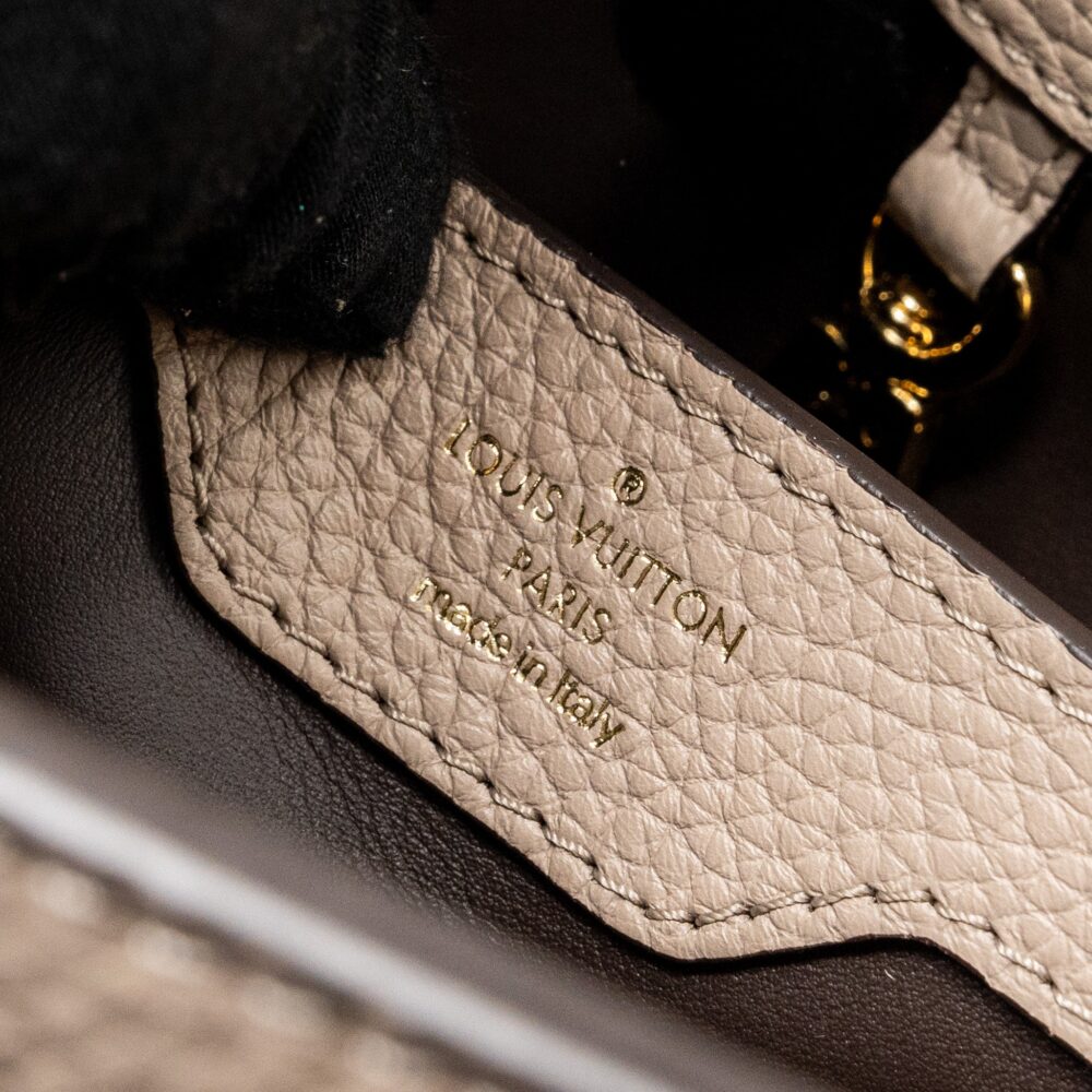 AAA Replica Louis Vuitton LV CAPUCINES BB TAURILLON GALET GHW