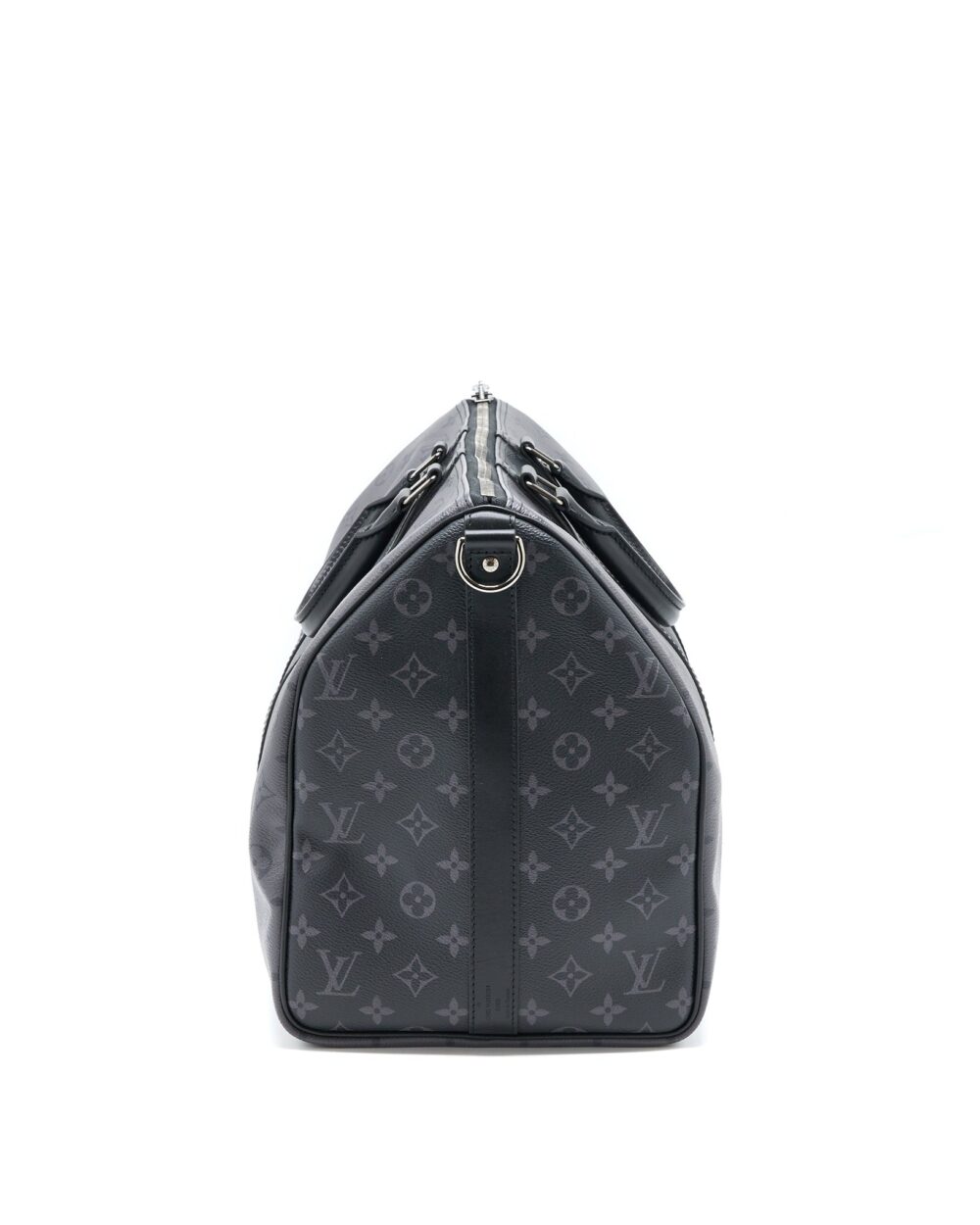 AAA Replica Louis Vuitton LV KEEPALL BANDOULIERE 50 MONOGRAM ECLIPSE CANVAS BLACK/GREY BLACK HARDWARE (NEW VERSION)