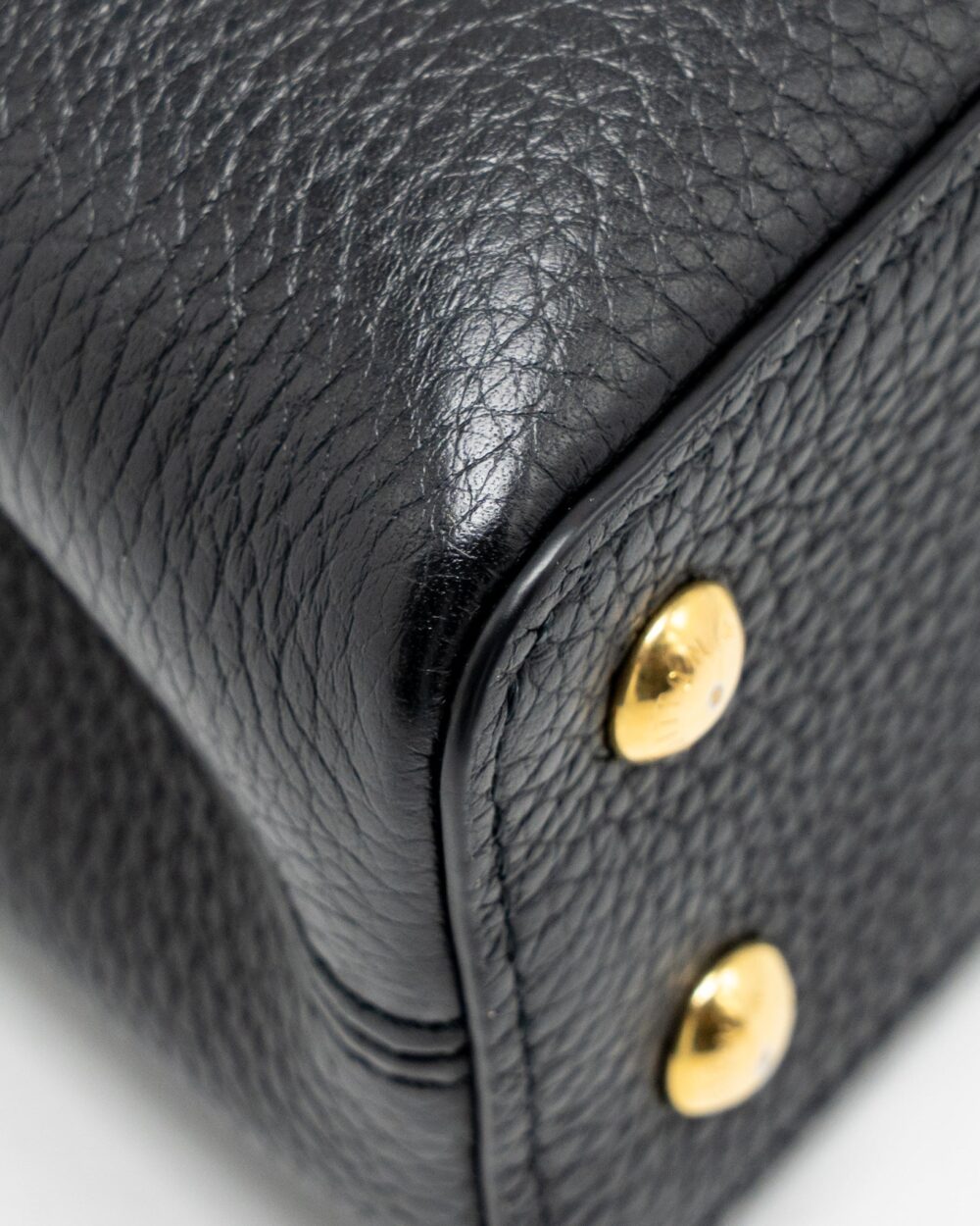 AAA Replica Louis Vuitton LV CAPUCINES MINI TAURILLON BLACK GHW