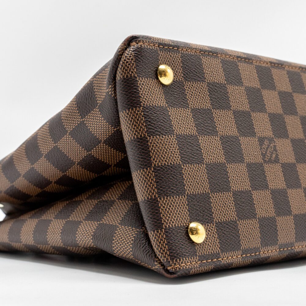 AAA Replica Louis Vuitton LV RIVERSIDE TOTE BAG DAMIER EBENE CANVAS RED/BROWN GHW