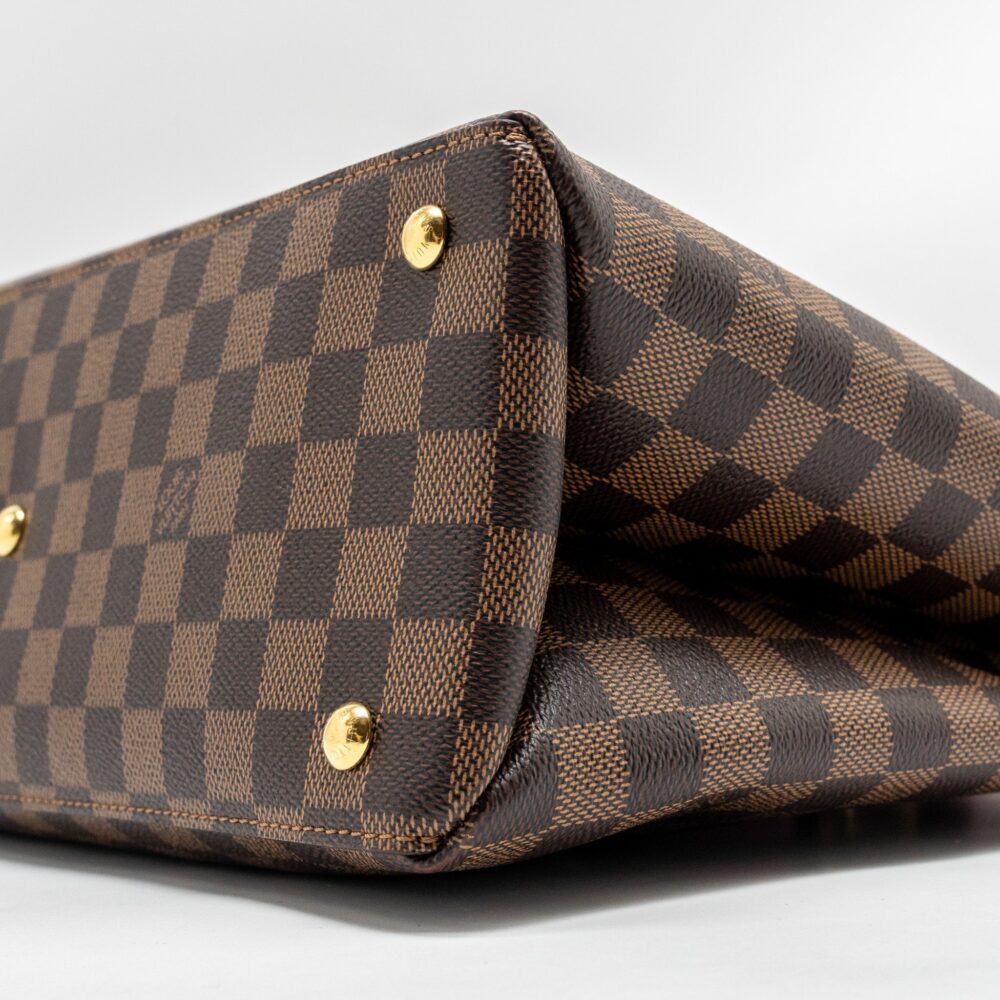 AAA Replica Louis Vuitton LV RIVERSIDE TOTE BAG DAMIER EBENE CANVAS RED/BROWN GHW