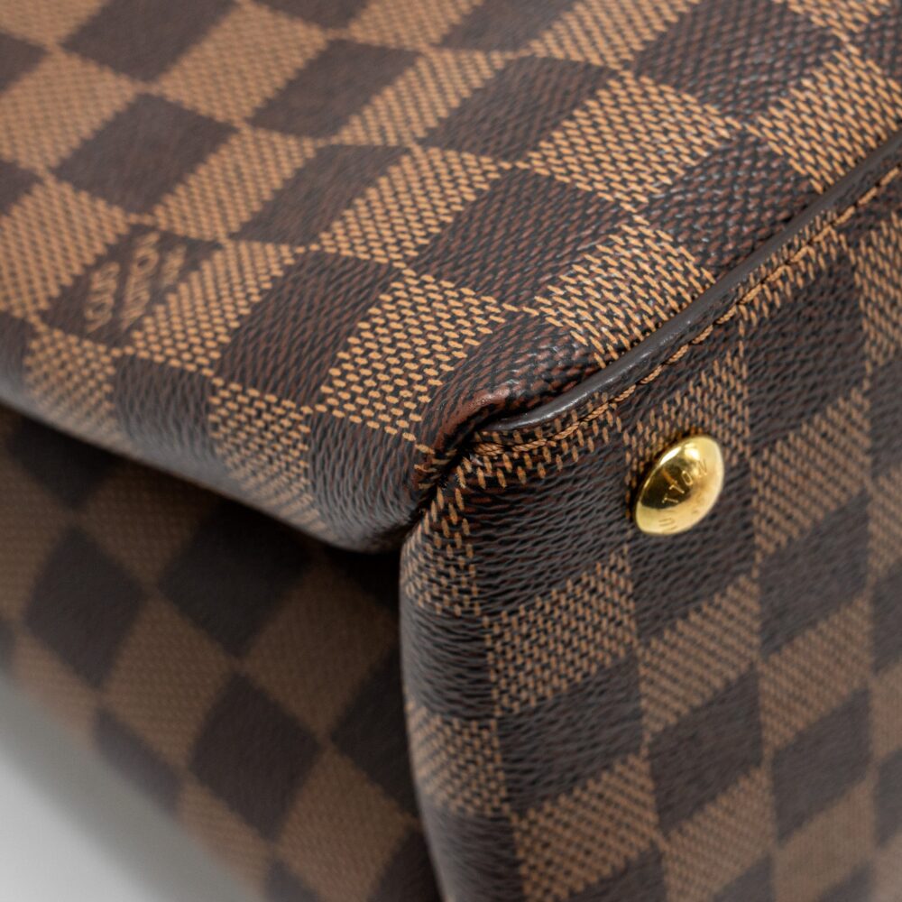 AAA Replica Louis Vuitton LV RIVERSIDE TOTE BAG DAMIER EBENE CANVAS RED/BROWN GHW
