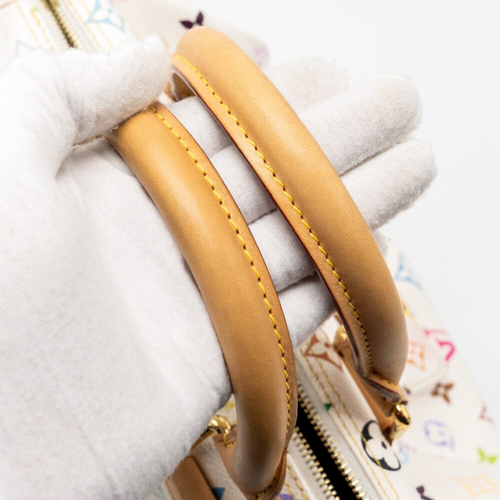 AAA Replica Louis Vuitton LV SPEEDY 30 MONOGRAM CANVAS WHITE MULTICOLOUR GHW