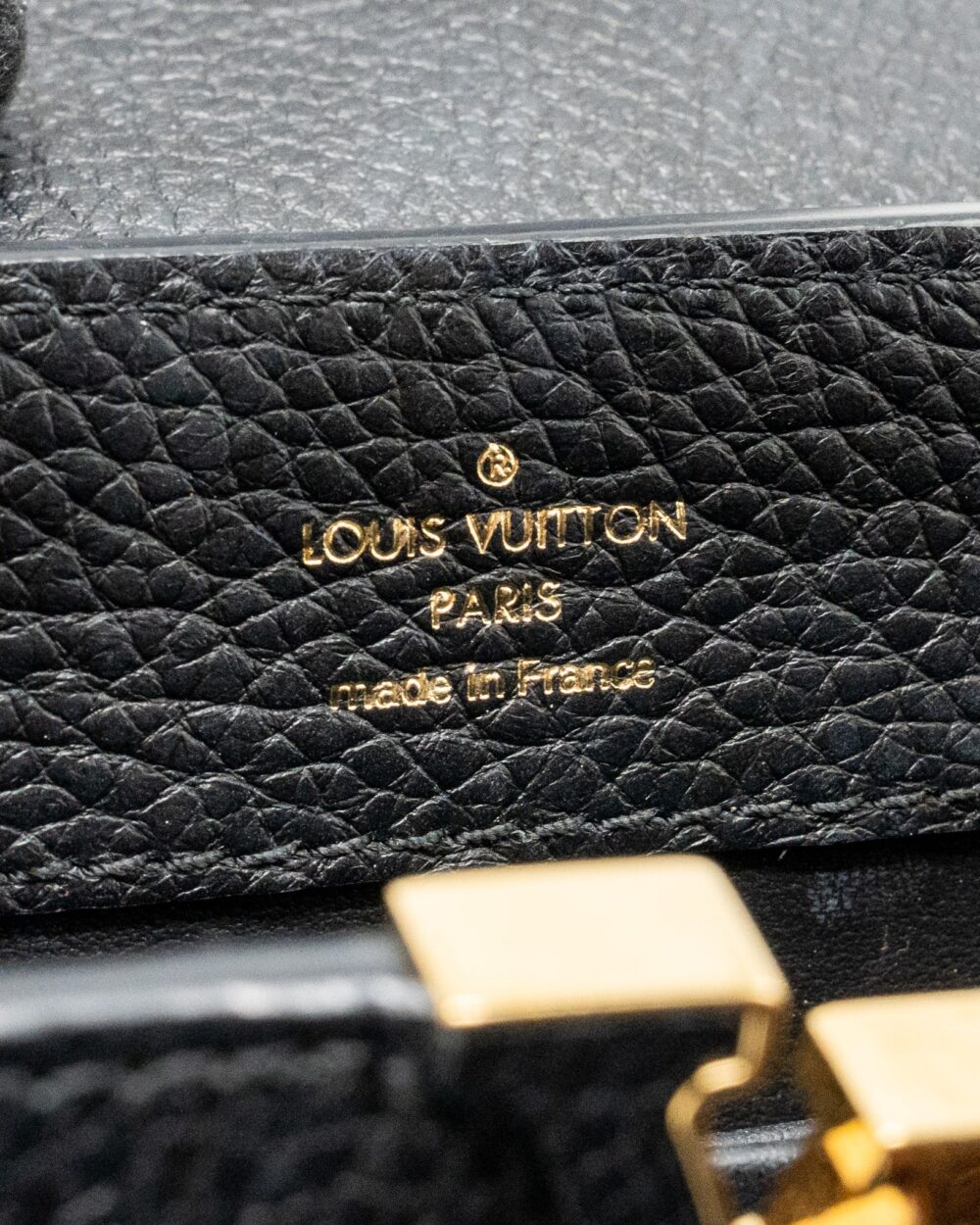 AAA Replica Louis Vuitton LV CAPUCINES MINI TAURILLON BLACK GHW