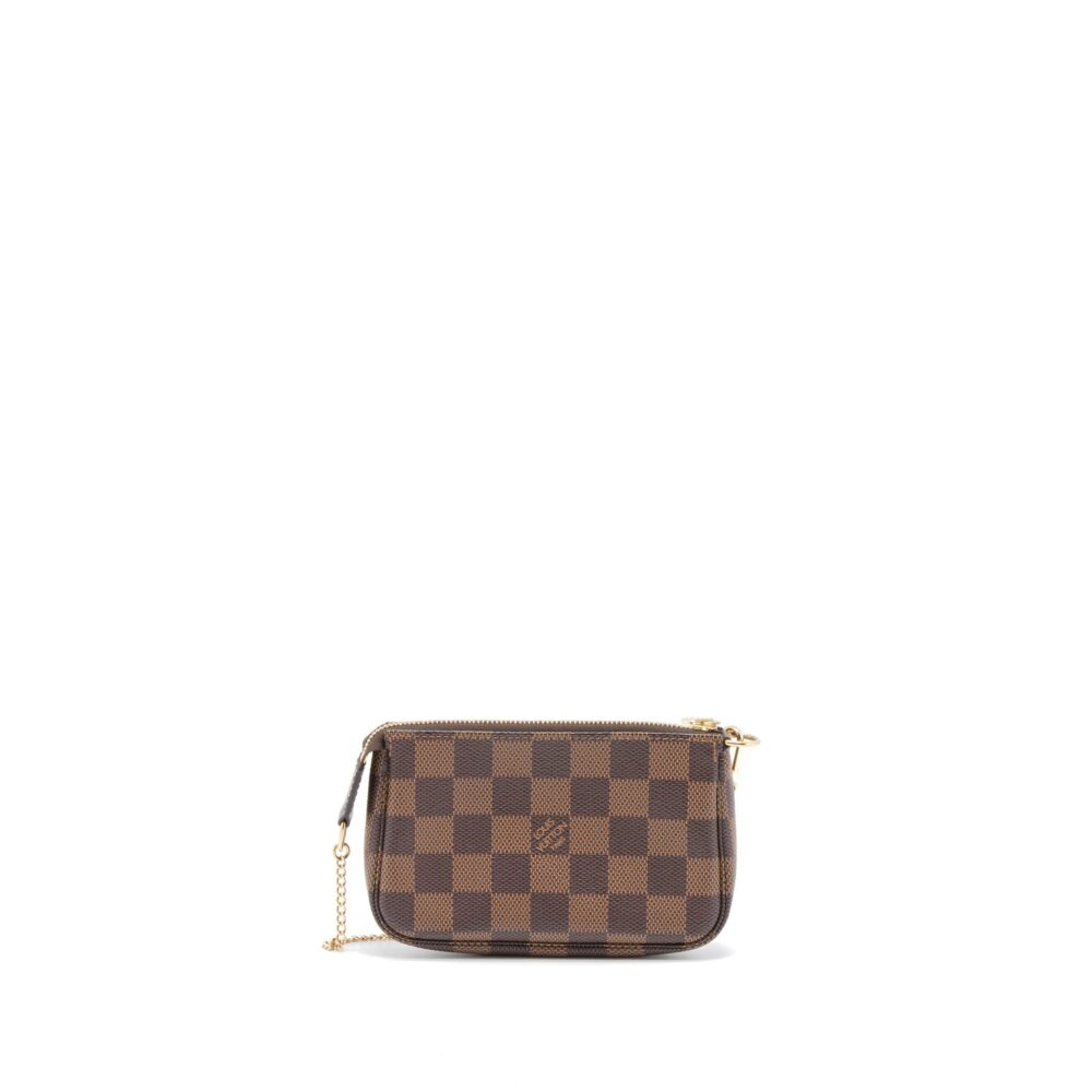 AAA Replica Louis Vuitton LV MINI POCHETTE ACCESSORIES DAMIER EBENE CANVAS GHW