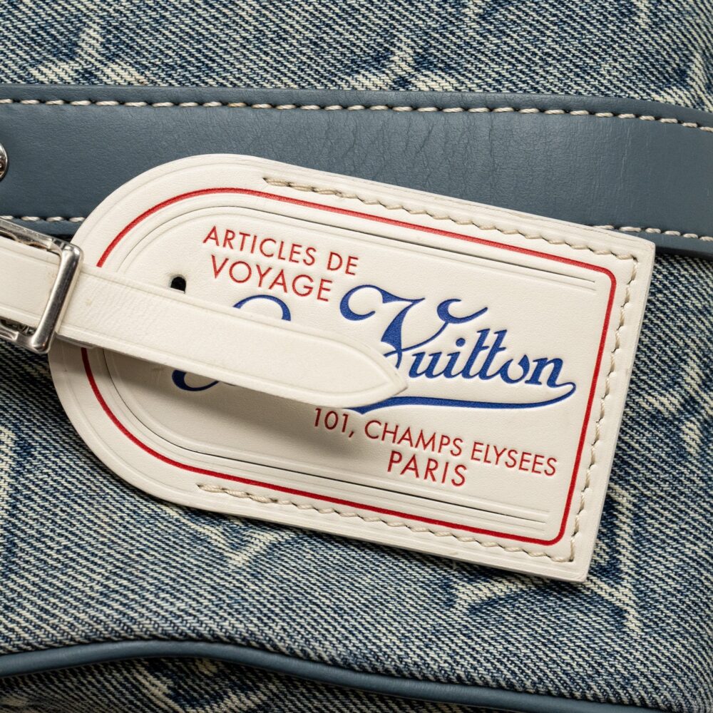 AAA Replica Louis Vuitton LV KEEPALL BANDOULIERE 25 WASHED DENIM CANVAS BLUE SHW