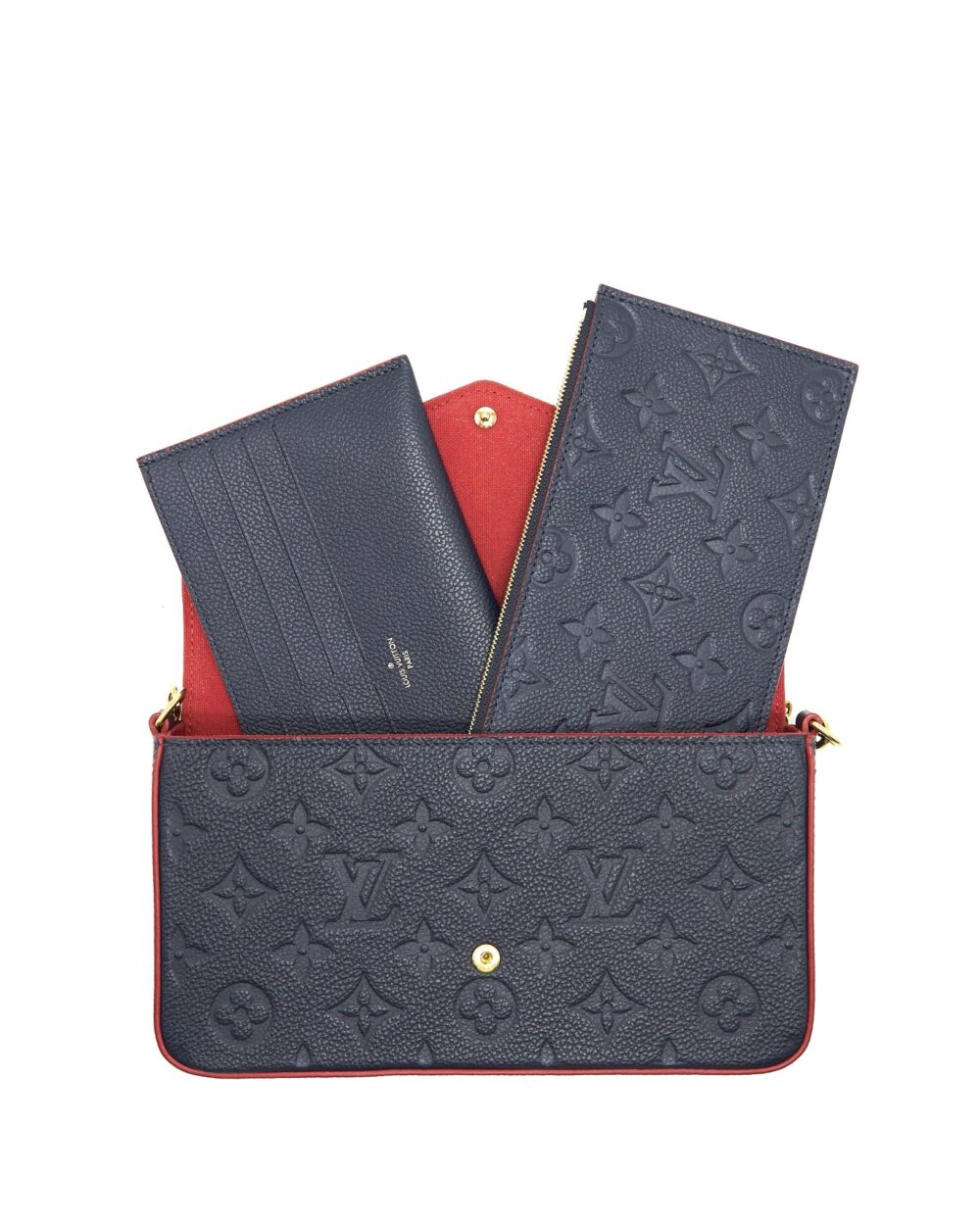 AAA Replica Louis Vuitton LV FELICIE POCHETTE MONOGRAM EMPREINTE LEATHER MARINE ROUGE