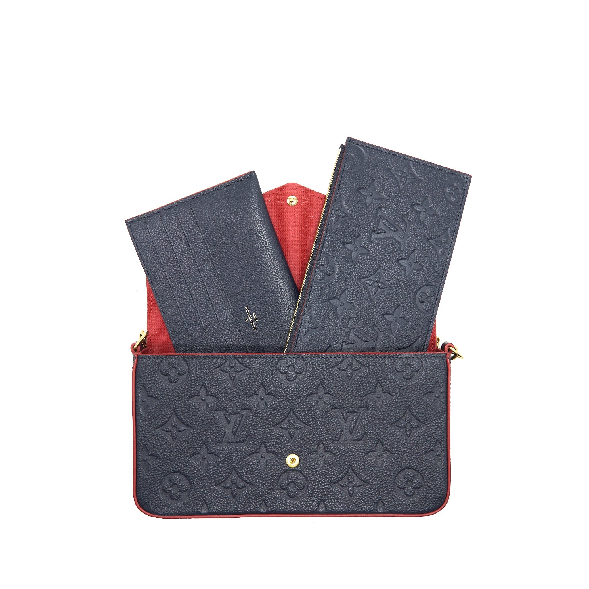 AAA Replica Louis Vuitton LV FELICIE POCHETTE MONOGRAM EMPREINTE LEATHER MARINE ROUGE