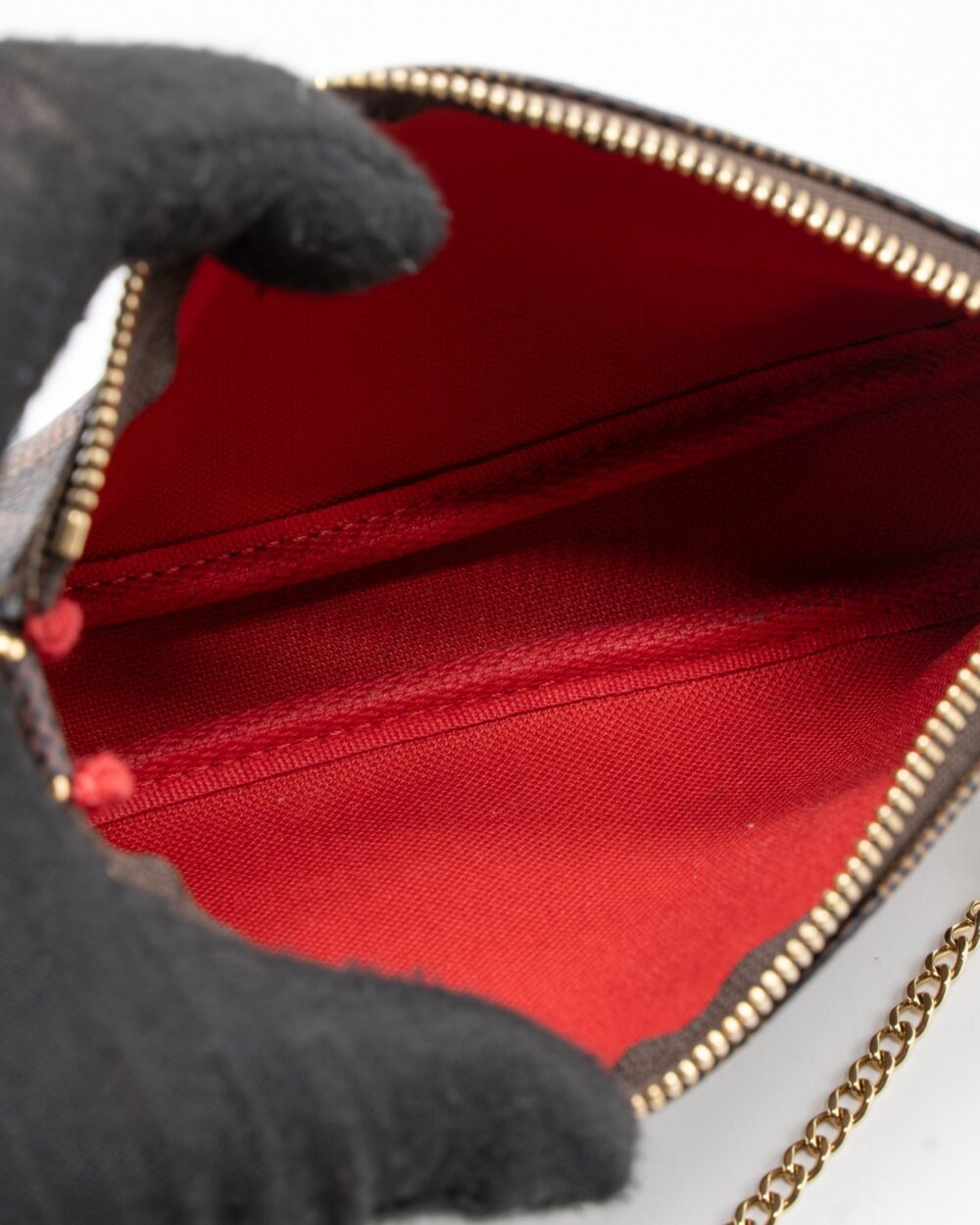 AAA Replica Louis Vuitton LV MINI POCHETTE ACCESSORIES DAMIER EBENE CANVAS GHW