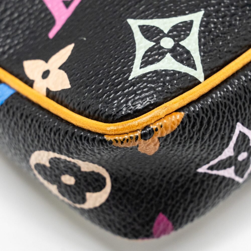 AAA Replica Louis Vuitton LV POCHETTE ACCESSORIES CANVAS BLACK MULTICOLOUR GHW