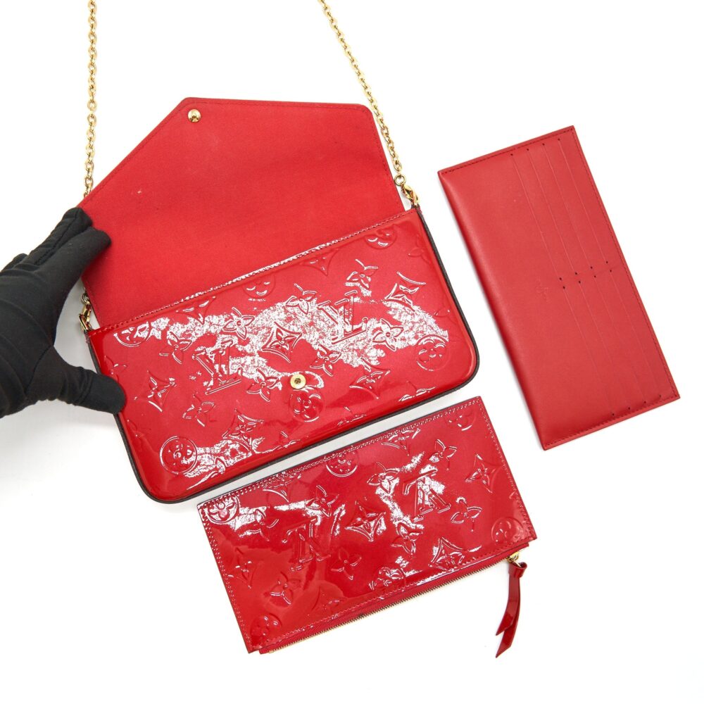 AAA Replica Louis Vuitton LV POCHETTE FELICIE MONOGRAM PATENT LEATHER
