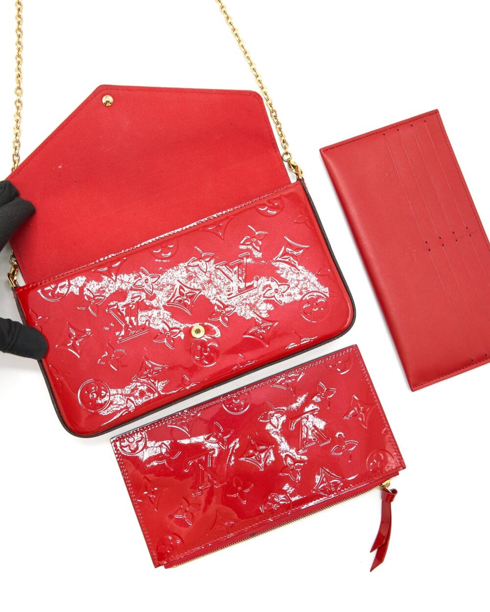 AAA Replica Louis Vuitton LV POCHETTE FELICIE MONOGRAM PATENT LEATHER