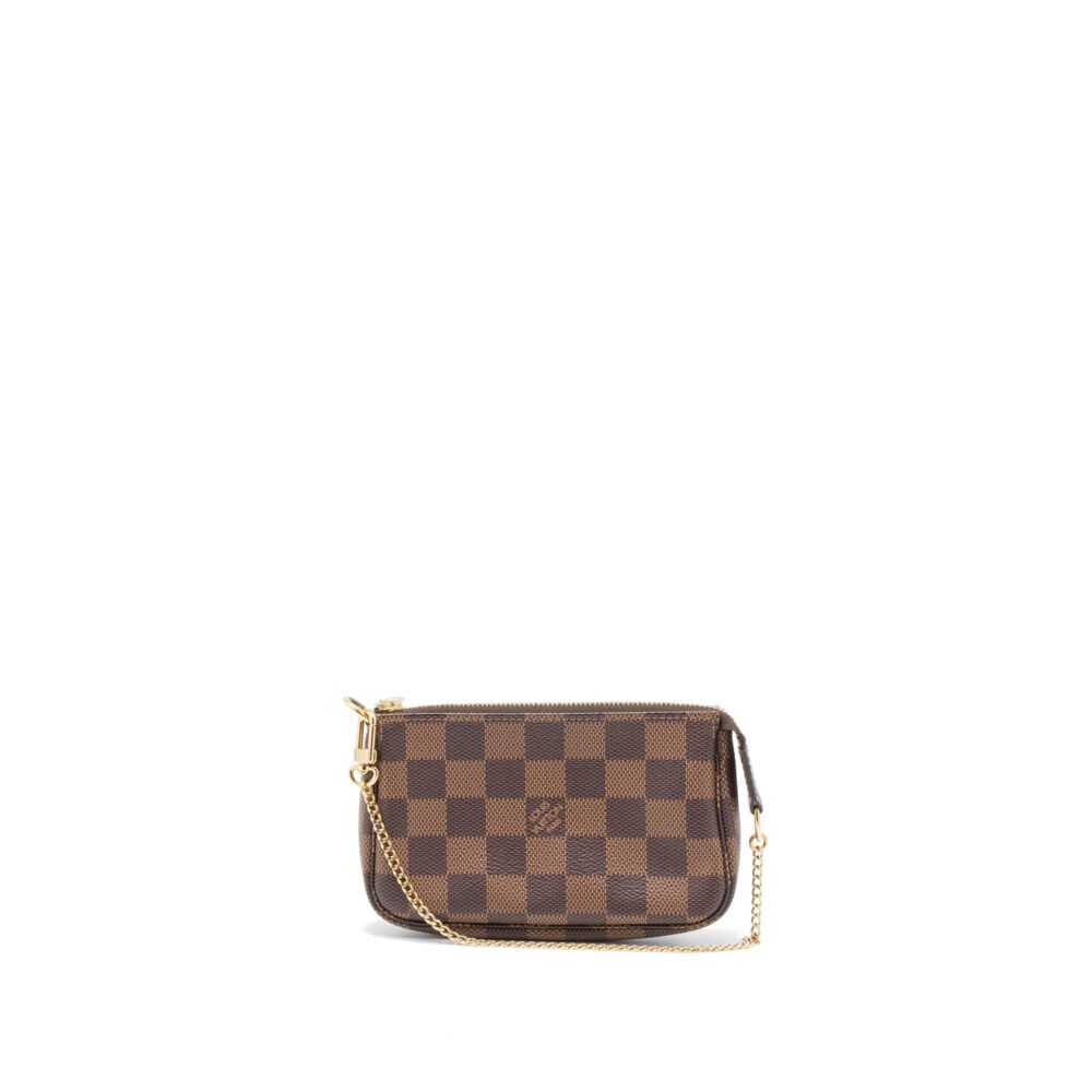 AAA Replica Louis Vuitton LV MINI POCHETTE ACCESSORIES DAMIER EBENE CANVAS GHW