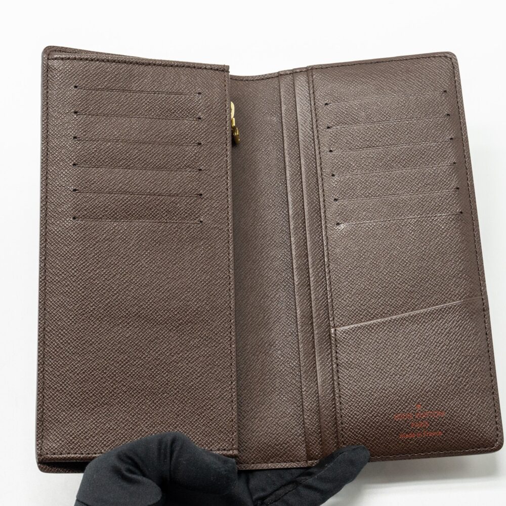 AAA Replica Louis Vuitton LV BRAZZA LONG WALLET DAMIER EBENE CANVAS GHW