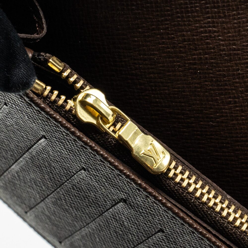 AAA Replica Louis Vuitton LV BRAZZA LONG WALLET DAMIER EBENE CANVAS GHW