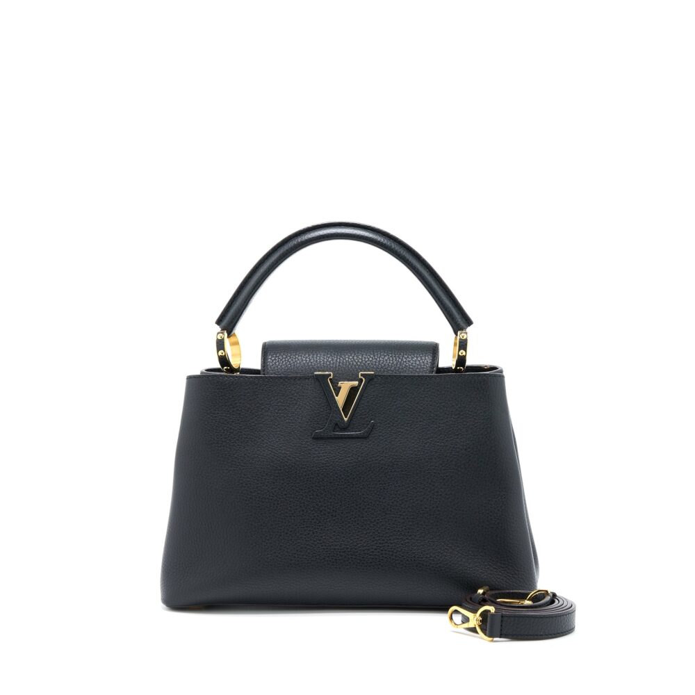 AAA Replica Louis Vuitton LV CAPUCINES MM TAURILLON BLACK GHW