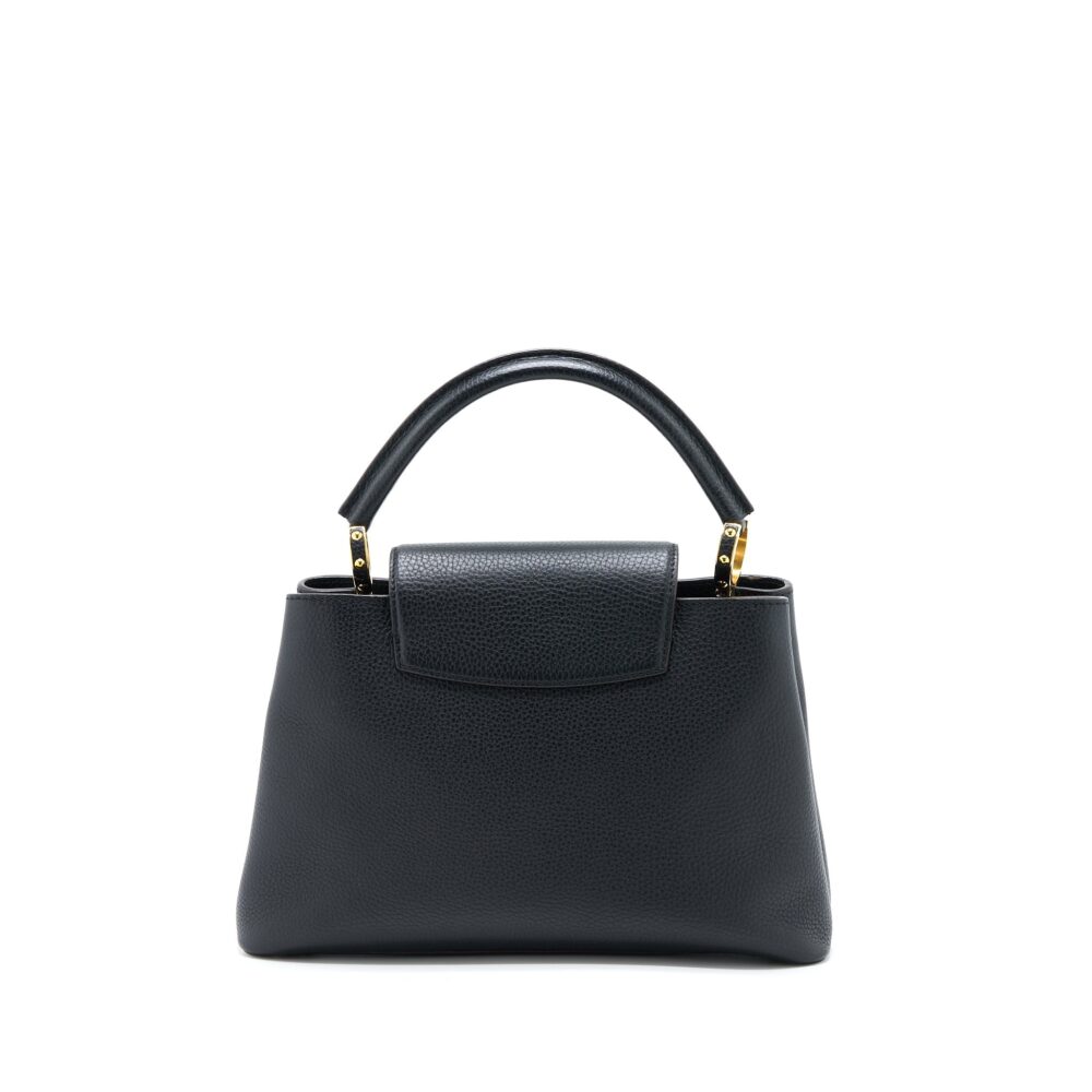AAA Replica Louis Vuitton LV CAPUCINES MM TAURILLON BLACK GHW