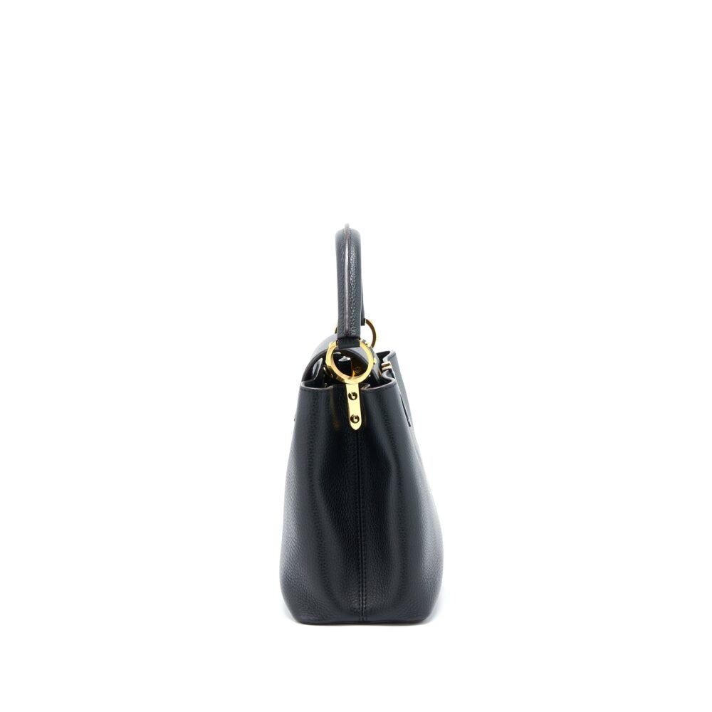 AAA Replica Louis Vuitton LV CAPUCINES MM TAURILLON BLACK GHW