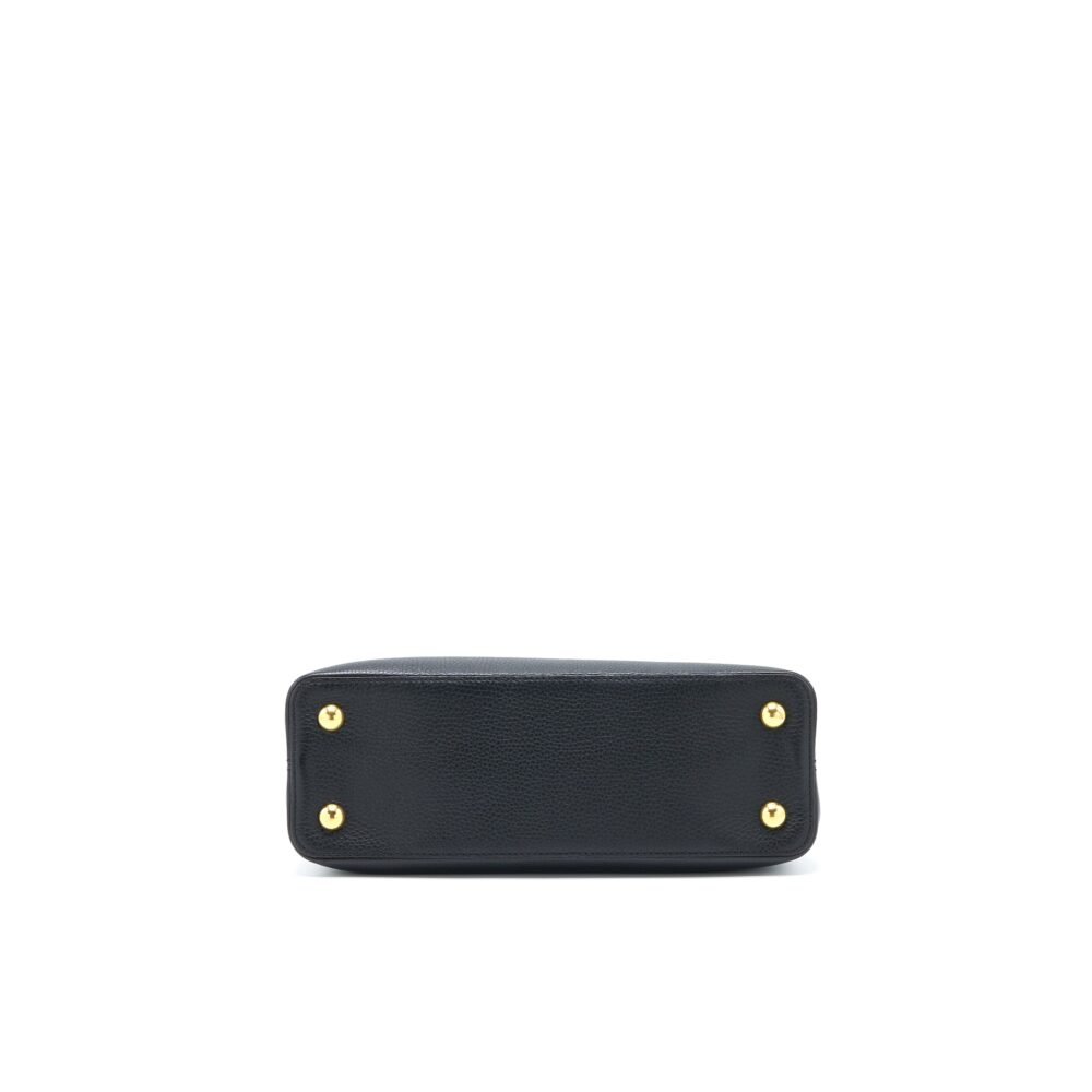 AAA Replica Louis Vuitton LV CAPUCINES MM TAURILLON BLACK GHW