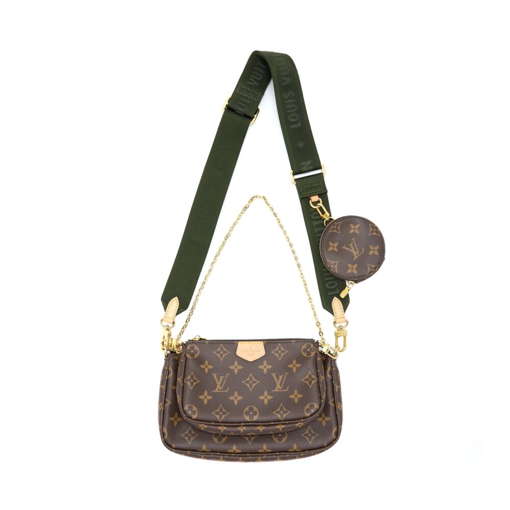 AAA Replica Louis Vuitton LV MULTI POCHETTE WITH KHAKI STRAP GHW
