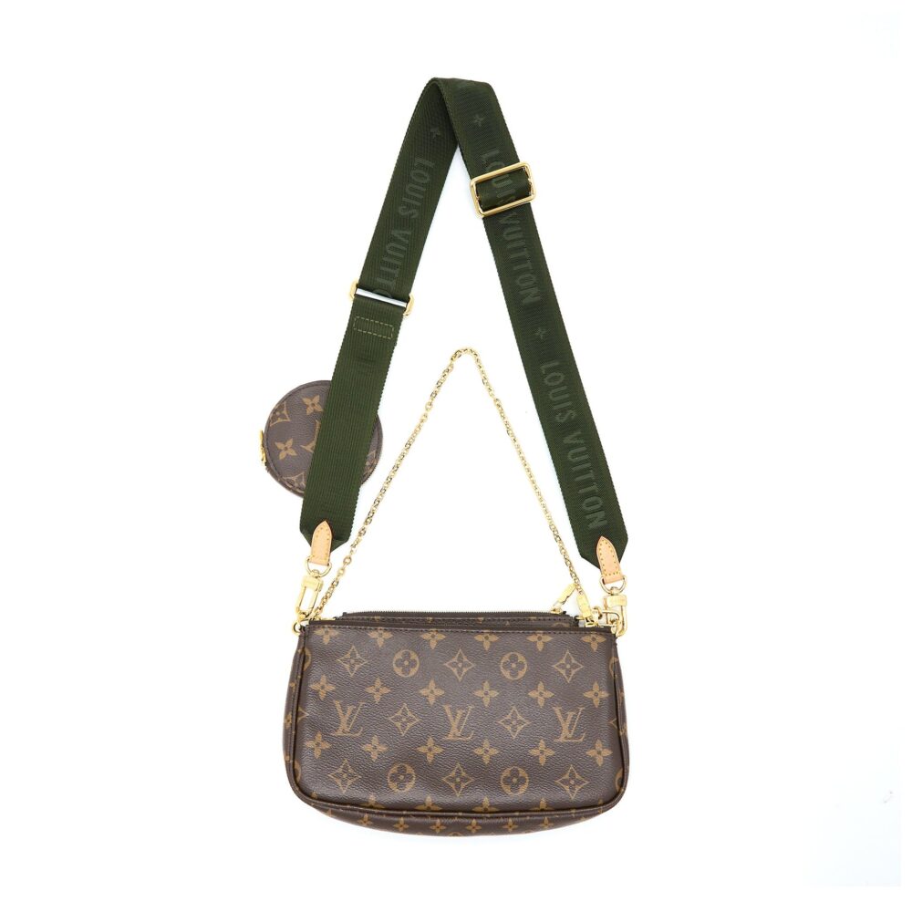 AAA Replica Louis Vuitton LV MULTI POCHETTE WITH KHAKI STRAP GHW
