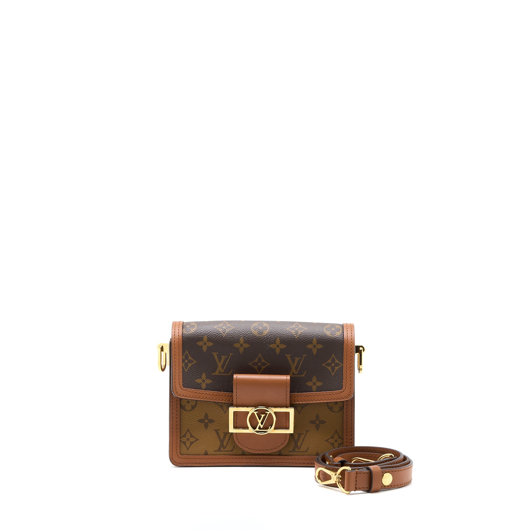 AAA Replica Louis Vuitton LV MINI DAUPHINE MONOGRAM REVERSE CANVAS GHW