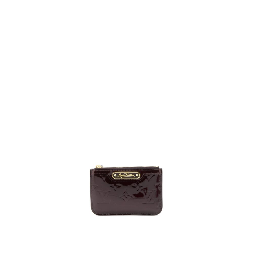 AAA Replica Louis Vuitton LV ZIPPY POUCH WITH KEY CHAIN PATENT DARK RED GHW