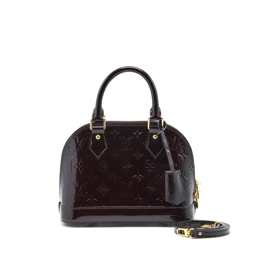 AAA Replica Louis Vuitton LV ALMA BB MONOGRAM VERNIS AMARANTE RED GHW (2022 VERSION)
