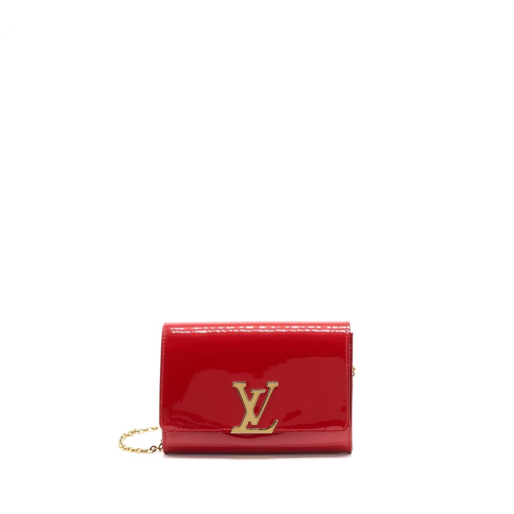 AAA Replica Louis Vuitton LV LOUIS CHAIN BAG PATENT RED GHW