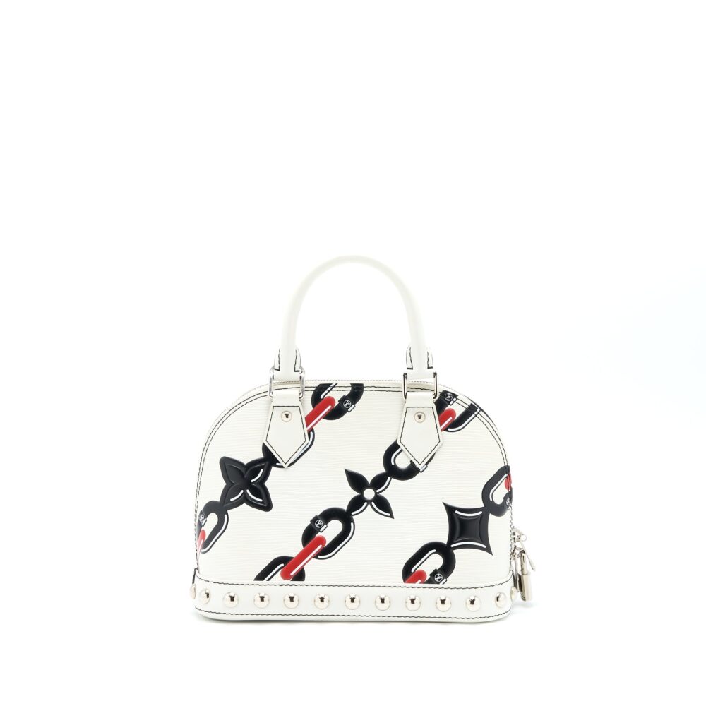 AAA Replica Louis Vuitton LV ALMA BB EN CUIR OCCASION EPI WHITE / BLACK WITH SHW