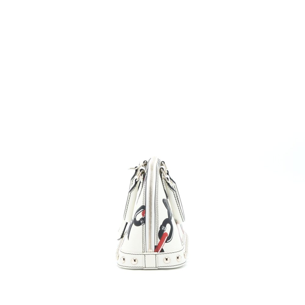 AAA Replica Louis Vuitton LV ALMA BB EN CUIR OCCASION EPI WHITE / BLACK WITH SHW