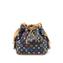 AAA Replica Louis Vuitton LV PETIT NOE BLACK MONOGRAM MULTICOLOUR GHW