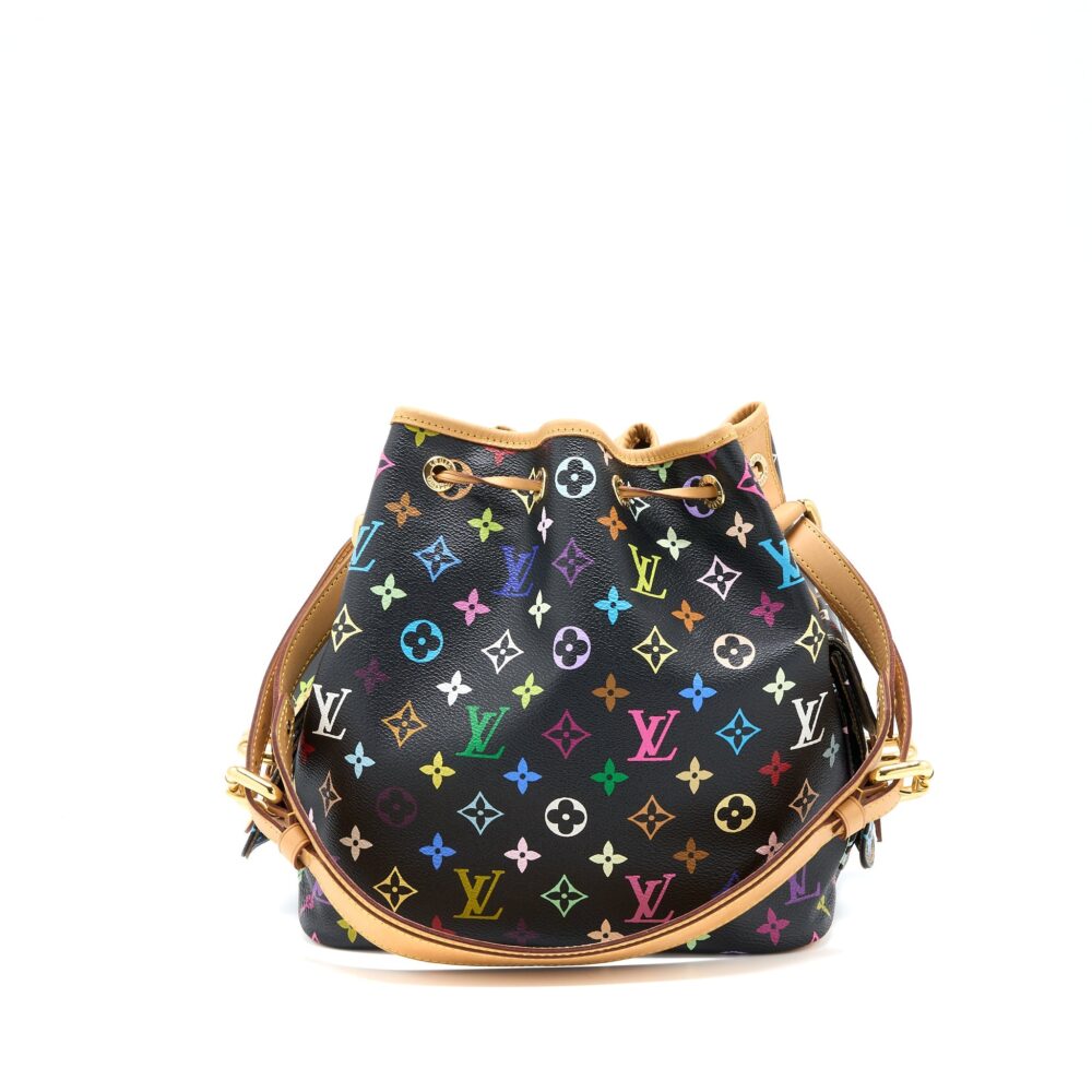 AAA Replica Louis Vuitton LV PETIT NOE BLACK MONOGRAM MULTICOLOUR GHW