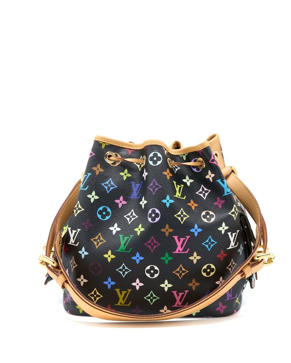 AAA Replica Louis Vuitton LV PETIT NOE BLACK MONOGRAM MULTICOLOUR GHW