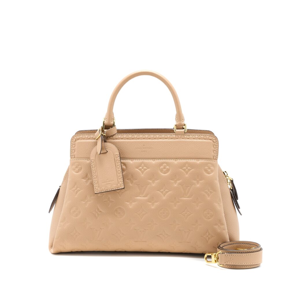 AAA Replica Louis Vuitton LV VOSGES MM MONOGRAM EMPREINTE DARK BEIGE GHW
