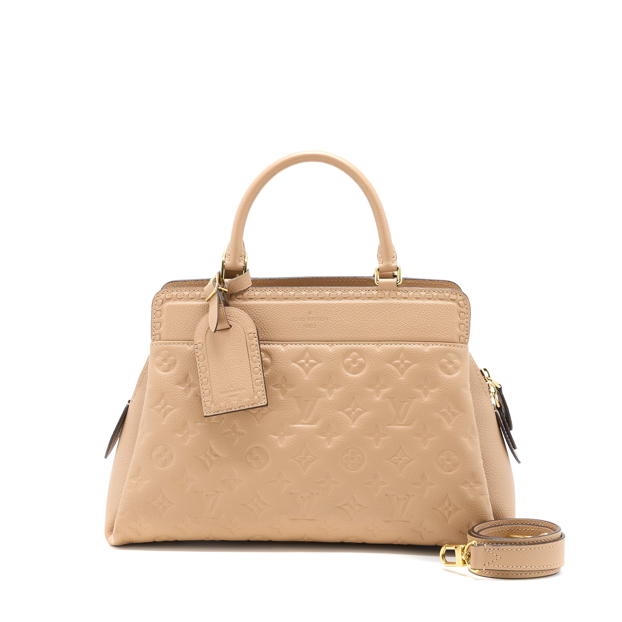 AAA Replica Louis Vuitton LV VOSGES MM MONOGRAM EMPREINTE DARK BEIGE GHW