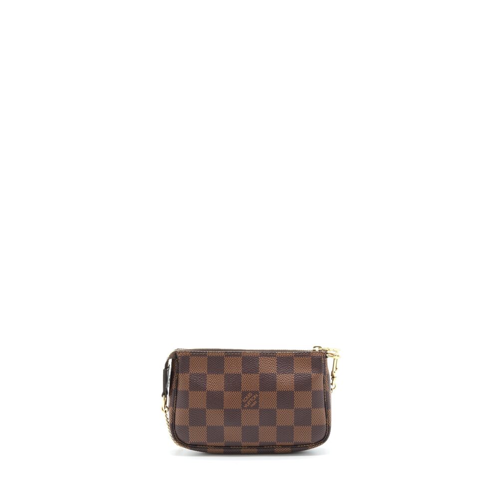 AAA Replica Louis Vuitton LV MINI POCHETTE ACCESSORIES DAMIER EBENE CANVAS GHW