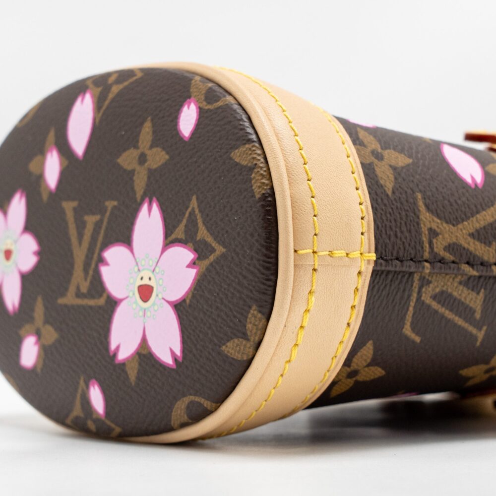 AAA Replica Louis Vuitton LV HARUKI MURAKAMI NANO BUCKET MONOGRAM CANVAS SAKURA BROWN GHW