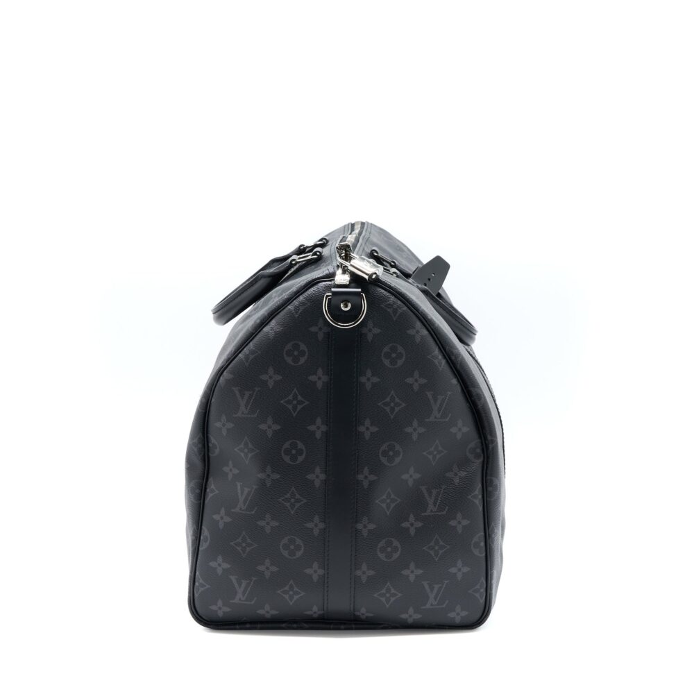 AAA Replica Louis Vuitton LV KEEPALL 55 WITH SHOULDER STRAP MONOGRAM ECLIPSE CANVAS SHW