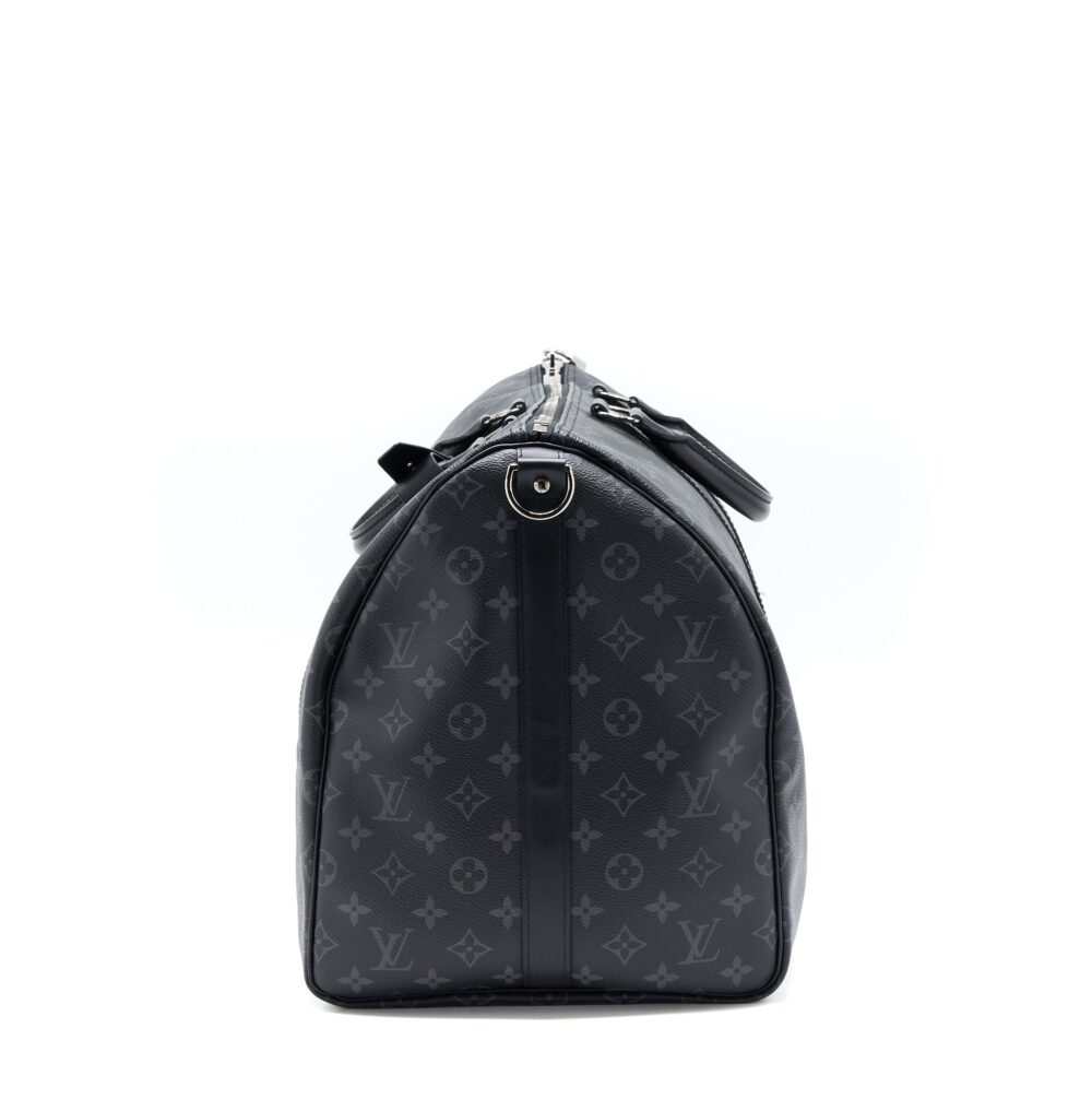 AAA Replica Louis Vuitton LV KEEPALL 55 WITH SHOULDER STRAP MONOGRAM ECLIPSE CANVAS SHW