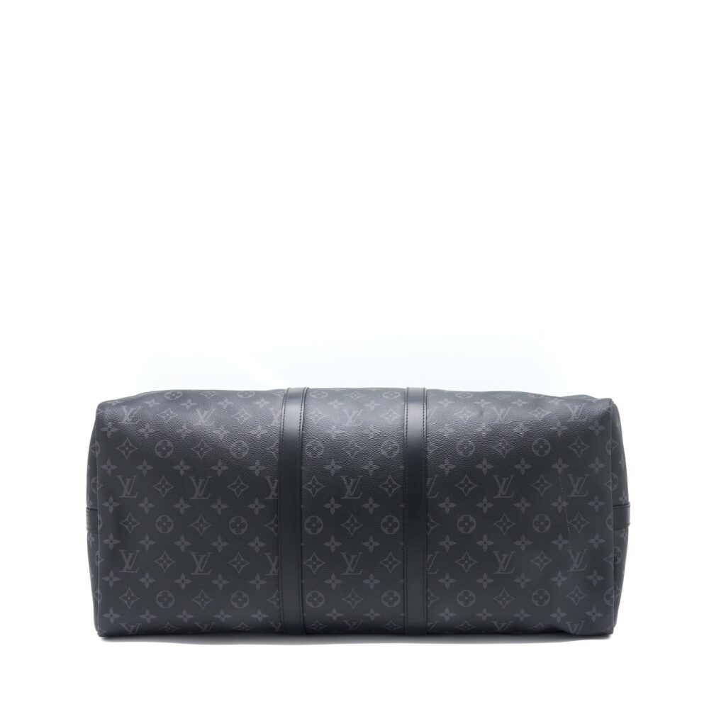 AAA Replica Louis Vuitton LV KEEPALL 55 WITH SHOULDER STRAP MONOGRAM ECLIPSE CANVAS SHW