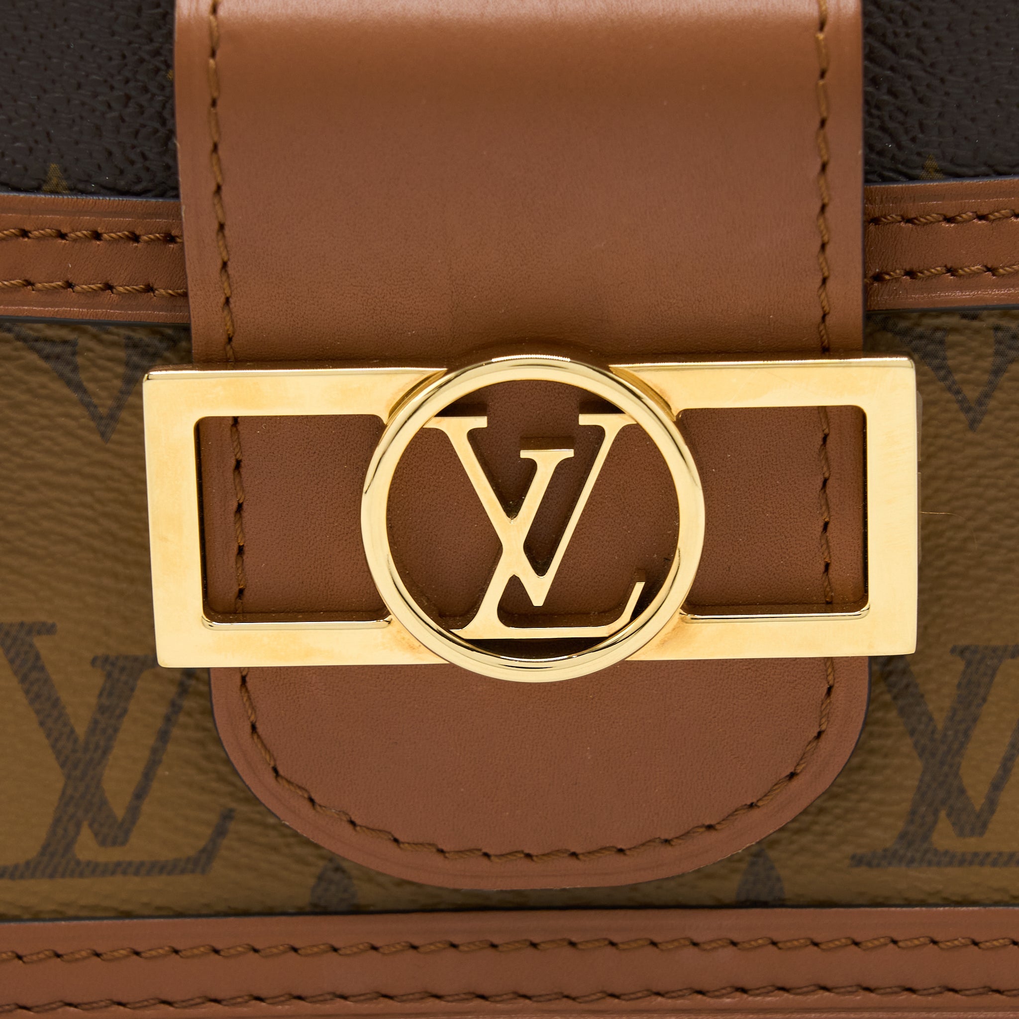 AAA Replica Louis Vuitton LV MINI DAUPHINE MONOGRAM REVERSE CANVAS GHW