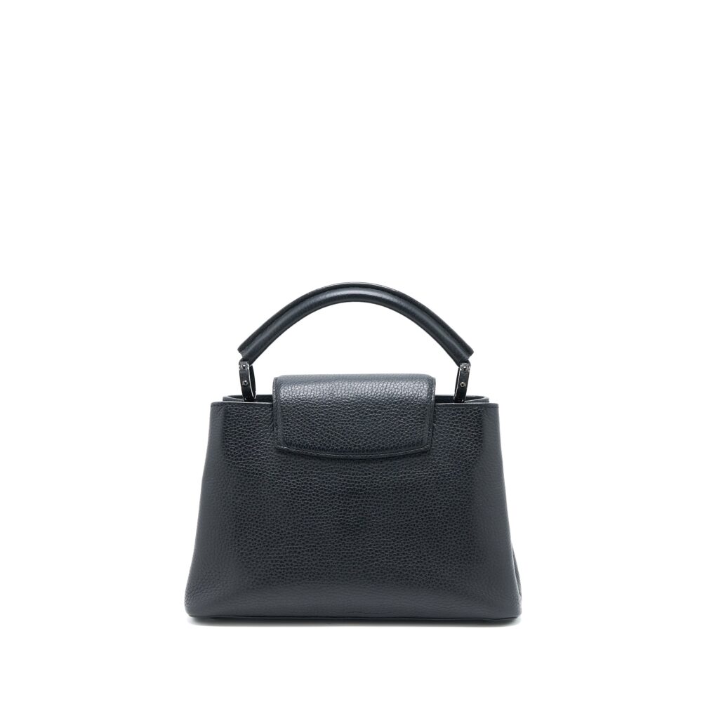AAA Replica Louis Vuitton LV CAPUCINES BB TAURILLON SO BLACK WITH BLACK HARDWARE