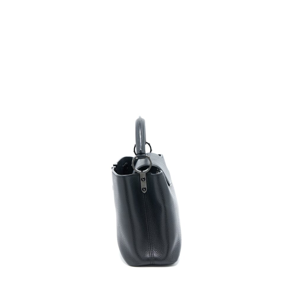 AAA Replica Louis Vuitton LV CAPUCINES BB TAURILLON SO BLACK WITH BLACK HARDWARE