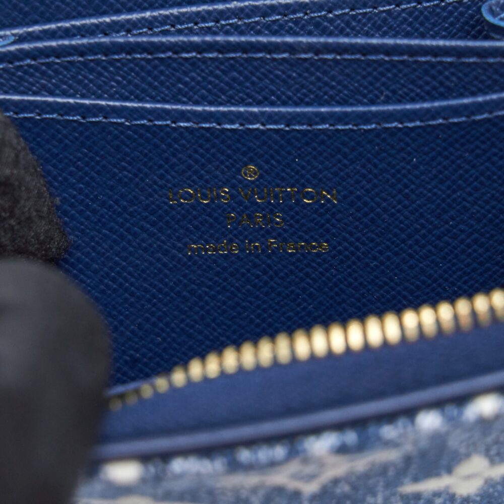 AAA Replica Louis Vuitton LV ZIPPY COIN PURSE MONOGRAM JACQUARD DENIM BLUE GHW