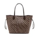 AAA Replica Louis Vuitton LV NEVERFULL MM DAMIER EBENE/PINK GHW